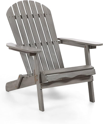 Greemotion Set of 2 Elk 34 in. W All Weather Outdoor Patio Eucalyptus Wood Adirondack Chair Solid Wood for Outdoor Fire Pit, Deck, Beach, Garden, Campfire Chairs, Weather Resistant, Gray