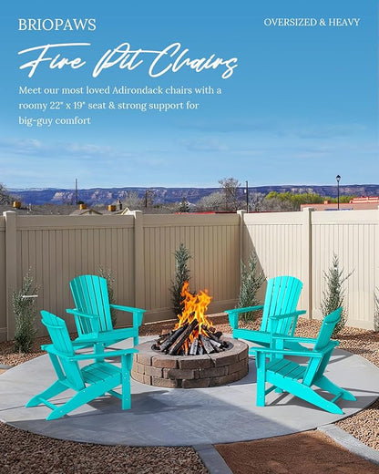 BRIOPAWS Adirondack-Chairs-Set of 2 | Fire Pit Chair | Oversized | HDPE Plastic | Weather Resistant | for Deck Outdoor Poolside Campfire | Aqua