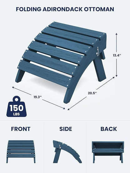 KINGYES Folding Adirondack Ottoman for Adirondack Chair, Navy