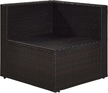 Crosley Furniture Palm Harbor Corner Outdoor Sectional Chair, Wicker Patio Chairs for Porch, Deck, Backyard, Brown with Sand Cushions