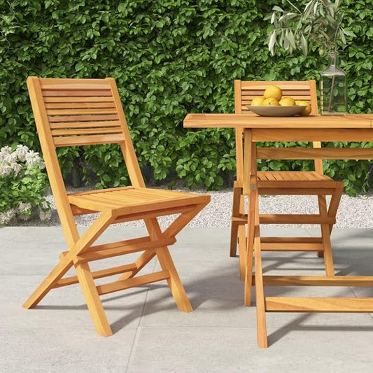 Folding Patio Chairs 2 pcs 18.5"x24.4"x35.4" Solid Wood Teak Outdoor Chairs Furniture Balcony Furniture Suitable for Gardens, Pools, patios.