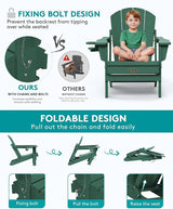 SERWALL Foldable Adirondack Chair Set of 2 for Patio Garden All Weather Adirondack Chairs with Cup Holder Outdoors Fire - Photo 4