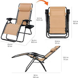 Amazon Basics Outdoor Textilene Adjustable Zero Gravity Folding Reclining Lounge Chair Set with Cup Holder, Side Table - Photo 3