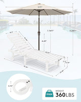 SERWALL Outdoor Chaise Lounge Set of 2 with 9FT Patio Umbrella - Photo 2