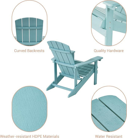 Adirondack Chairs, Plastic Adirondack Chairs Set of 2, All-Weather Resistant, Widely Used in Outdoor, Fire Pit, Deck, Outside, Garden