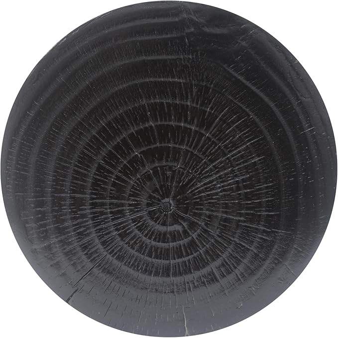 Faux Concrete Side Table Outdoor Faux Stone End Table, Round Outdoor Accent Tables, Garden Stool Plant Stand for Porch, Backyard Black Wood-Like Texture,
