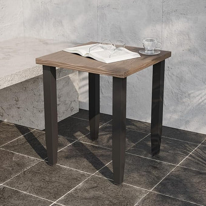 EAGLE PEAK Modern Outdoor Table, Patio Table with Wood Grain Top for Deck, Porch, Balcony, Garden, Square Side Table