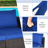 Tangkula Wicker Loveseat 2 Piece, Patio Furniture Couch with Removable Cushions, Rattan Loveseat Sofa for Balcony, Deck - Photo 7