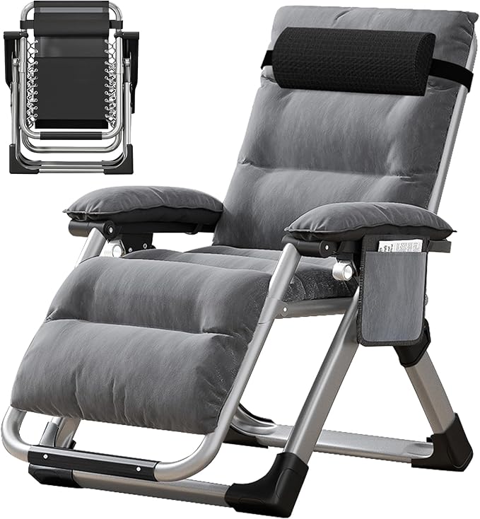 MOPHOTO Zero Gravity Chair, Outdoor Padded Lounge Chair with Side Table, Zero Gravity Recliner Chair - Photo 1