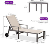 PURPLE LEAF Patio Chaise Lounge Set for 4 Outdoor Pool Lounge Chairs with Armrest and Adjustable Backrest Aluminum - Photo 3