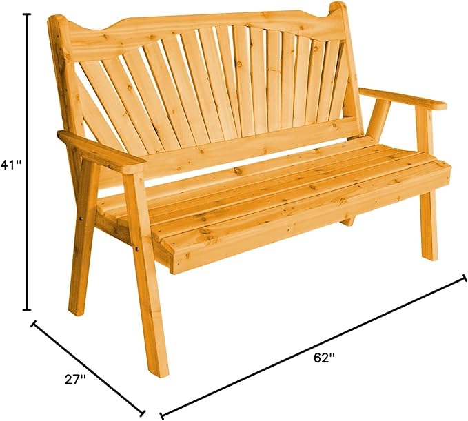 Furniture Barn USA Pine 5' Fanback Garden Bench, Natural Stain