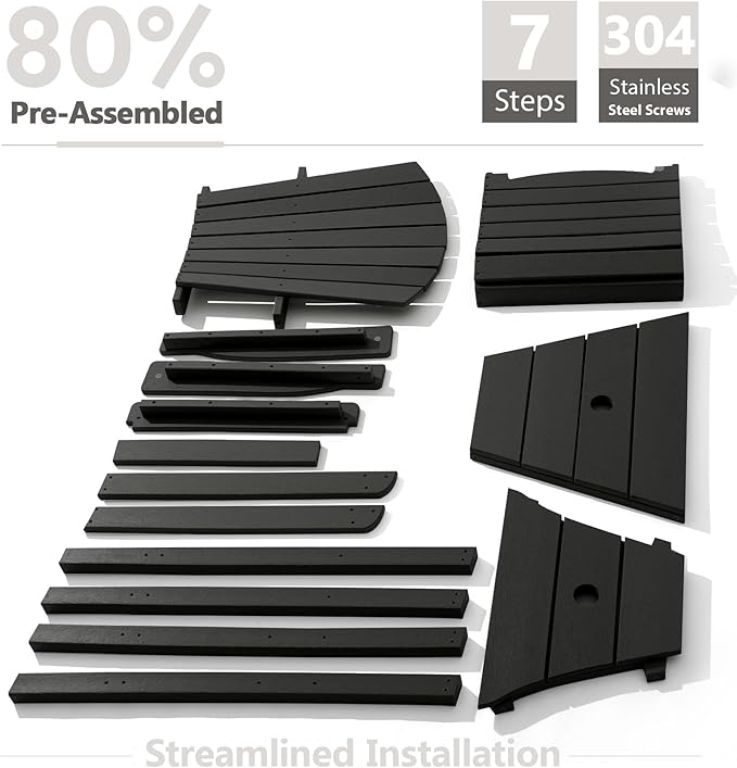 PASAMIC Tall Adirondack Chairs Set of 4, All-Weather HDPE Patio Chairs with Double Connecting Trays - Photo 7