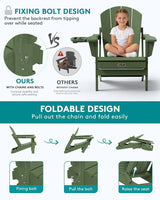 SERWALL Folding Adirondack Chair, Paito Adirondack Chairs with 4-in-1 Multi-Functional Cup Holder, Outdoor Chairs - Photo 5