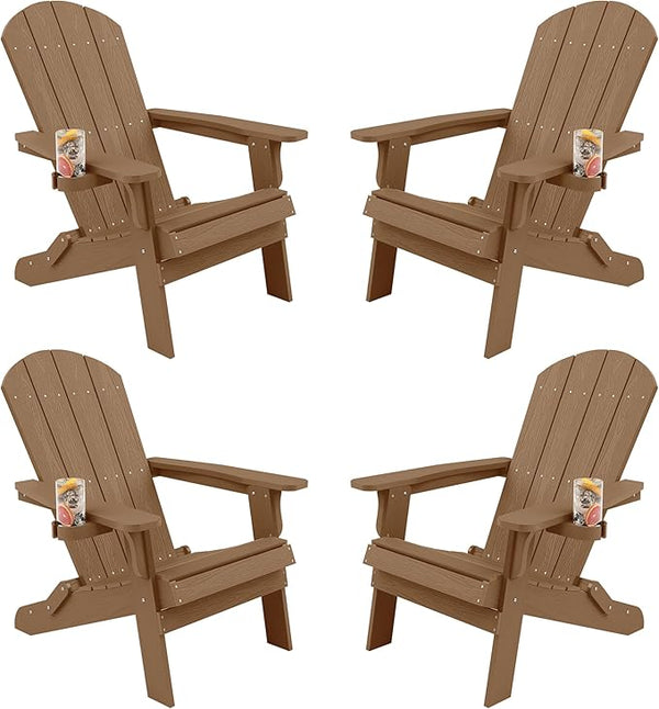 YEFU Adirondack Chair, Foldable Oversized Plastic Adirondack Chair Set of 4 with Cup Holder - Photo 1