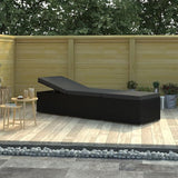 Poly Rattan Sun Lounger with Cushion Black Adjustable Reclining Outdoor Furniture for Patio Poolside Relaxation - Photo 1