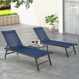 Tangkula 3 Piece Patio Chaise Lounge Set, Aluminum Patio Recliner with Coffee Table, 6-Level Backrest Adjustment - Photo 3