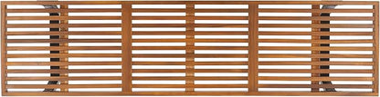 SAFAVIEH Outdoor Patio Furniture Collection – Heather Natural Brown Solid Wood Patio Bench with Black Steel Legs, 72-Inch Modern Outdoor Seating for Garden, Porch or Patio (PAT7327B)