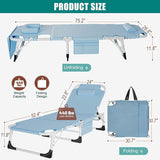 DoCred Heavy Duty XXL Tanning Chair with Face Hole&Mat, Oversized 5-Position Folding Chaise Lounge Chairs for Outside - Photo 3