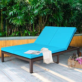 HAPPYGRILL 2-Person Patio Lounge with Wheel, Rattan Wicker Chaise Lounge Chair with Adjustable Backrest - Photo 2