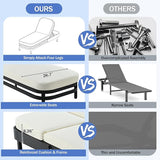 Merax Outdoor Lounge Chair Set of 2, Modern Aluminum Chaise Loungers with Premium Olefin Cushions - Photo 5