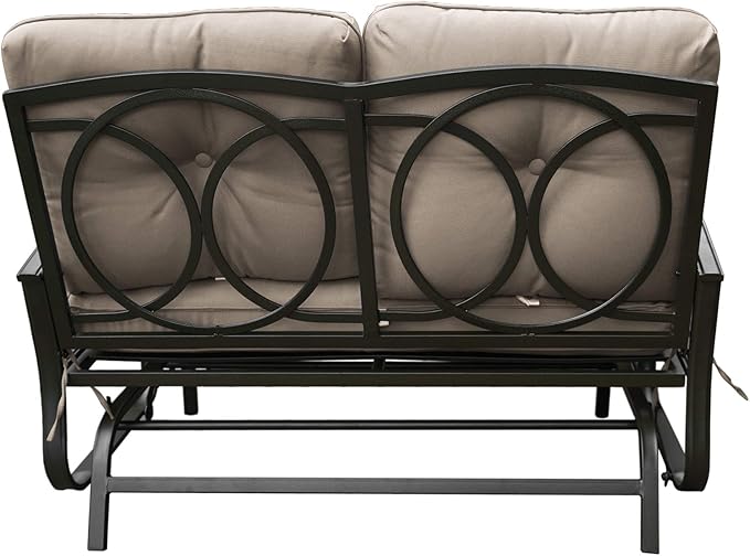 Kozyard Cozy Patio Glider Bench - Outdoor Rocking Loveseat with Sturdy Frame and Cushioned Seats for Patio - Photo 5