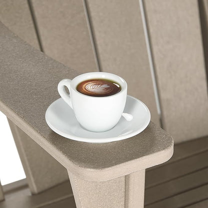 Costaelm 4-Piece Set Outdoor/Patio Poly Adirondack Chairs with a Coffee and a Side Table (2 Seater), Weathered Wood