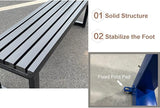 Yellow Outdoor Metal Bench for Garden & Patio, Slatted Seat Dining Furniture for Park, Picnic - Photo 4