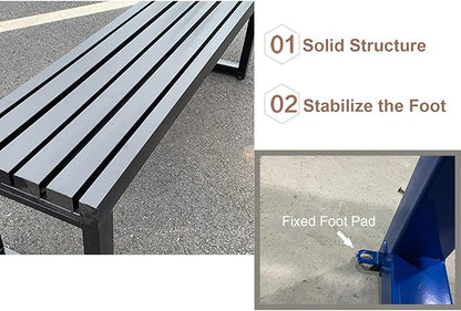 Outdoor Metal Garden Bench - 47.2in Slatted Patio Seating for Yard, Park & Picnic - Stylish White Outdoor Furniture for Front Porch & Garden Decor