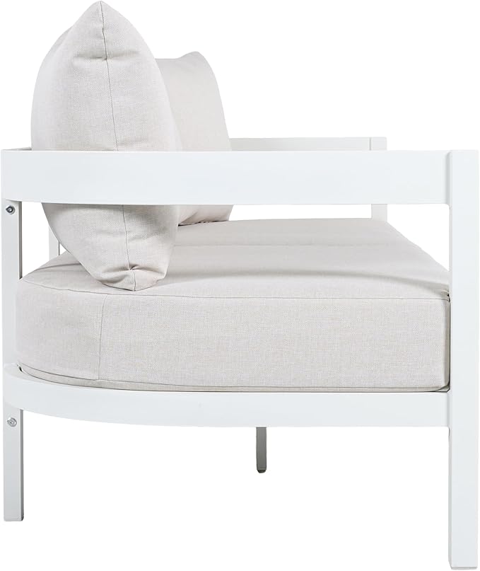 Merax 75.8" Modern Curved Outdoor Aluminum 3-Seater Sofa - Photo 6