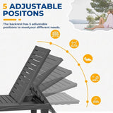 ROJIK Outdoor Chaise Lounge Chair Set of 2,with 5-Position Adjustable Backrest,Waterproof & Lightweight - Photo 4