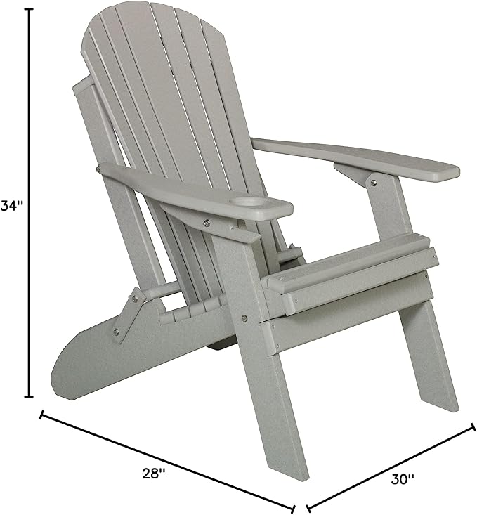 Furniture Barn USA Poly Folding Adirondack Chair, Light Gray