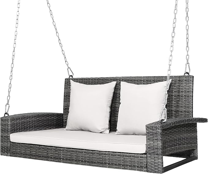 Tangkula 2 Person Wicker Hanging Porch Swing - Photo 1