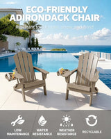 Adirondack Chair Set of 8, HDPE Folding Adirondack Chair with Multifunctional Cup Holder - Photo 3