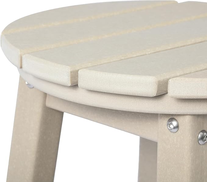 Costaelm 24" Height Outdoor Bar Stools, All-Weather Bar Stools, Adirondack Poly Patio Round Bar Stool for Patio, Deck, Kitchen Counter and Garden, Sand