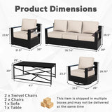 Outdoor Aluminum Furniture Set, 6-Piece Patio Conversation Set, 2 Swivel Chairs, 2 Chairs, 1 Sofa and 1 Table - Photo 3