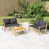 Garden Lounge Set Bamboo with Dark Grey Cushions Patio Couch Alfresco Lounge for Poolside Lawn - Photo 1