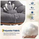 Outdoor Rocking Chair with Footrest, Oversized Patio Papasan Chairs with Cushion - Photo 3