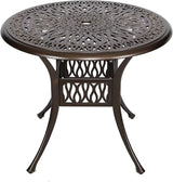 YUSING 5 Piece Patio Bistro Set，Cast Aluminum Antique Copper Outdoor Furniture Round Bar Height Dining Table and Swivel - Photo 2
