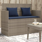Garden Bench Deck Bench Patio Bench with Cushions Gray Poly Rattan - Photo 1