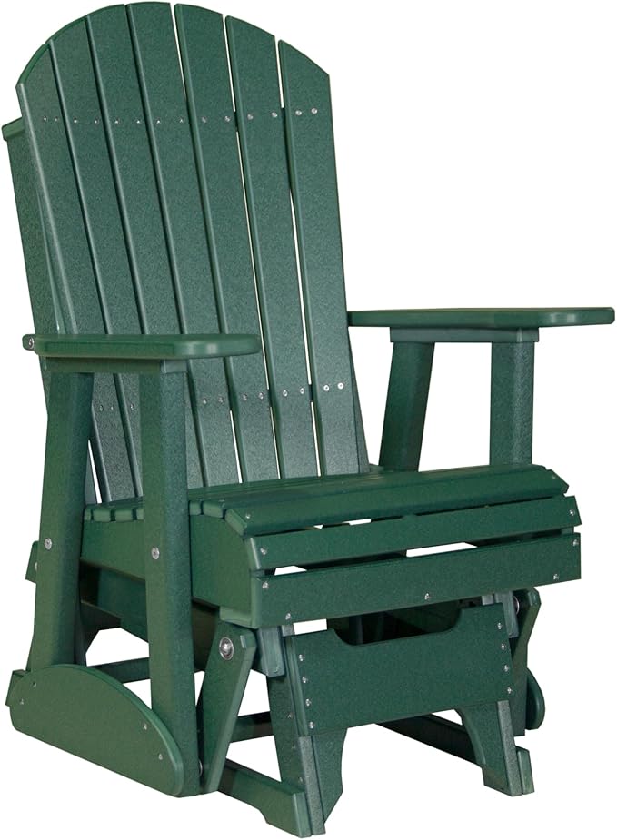 LuxCraft 2' Adirondack Glider Chair, Outdoor Patio Rocking Glider, Gliding Rocker for Outside (Green) - Photo 1