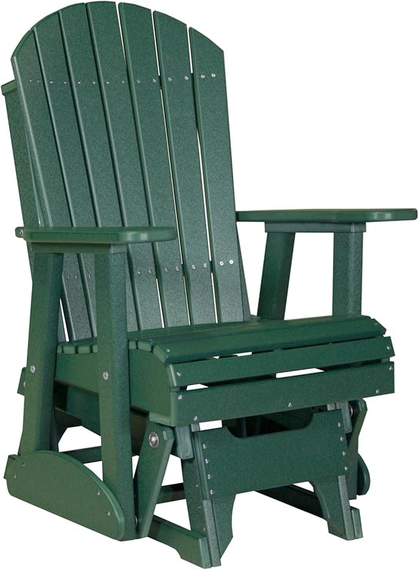 LuxCraft 2' Adirondack Glider Chair, Outdoor Patio Rocking Glider, Gliding Rocker for Outside (Green) - Photo 1