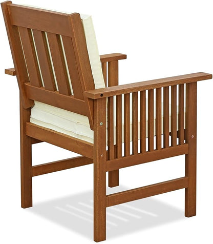 Furinno FG17318 Tioman Outdoor Hardwood Patio Furniture Armchair with Cushion Armchair with Cushion, 1 Arm Chair, Natural