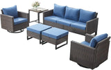 Rilyson Wicker Outdoor Patio Furniture Set - 6 Piece Patio Conversation Set with 2 Swivel Rocker Chairs - Photo 2