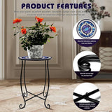15 Inch Tall Outdoor Side Table, Metal Patio End Table with Twin Koi Fish Pattern - Photo 6