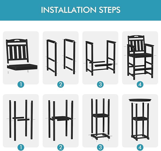 Ciokea 3-Pcs Bistro Table and Chairs - Photo 9