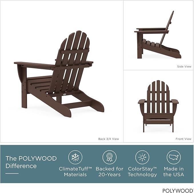 POLYWOOD AD4030MA Classic Outdoor Adirondack Chair, Mahogany