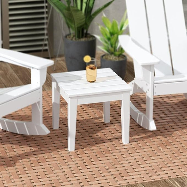 WestinTrends Ashore Outdoor Patio Modern Adirondack Side Table, White - Photo 1