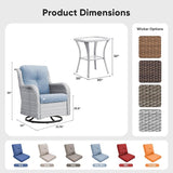 Belord Patio Wicker Chairs Swivel Rocker, Outdoor Patio Furniture Set with Rattan Side Table - Photo 2