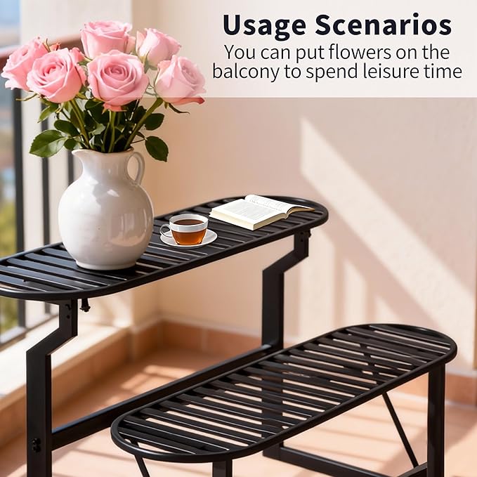 Convertible Bench, 2 in 1 Carbon Steel Picnic Table, Transforming Interchangeable Outdoor Table with Umbrella Hole - Photo 9