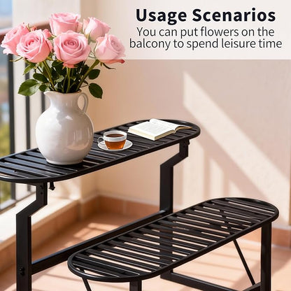 Convertible Bench, 2 in 1 Carbon Steel Picnic Table, Transforming Interchangeable Outdoor Table with Umbrella Hole, for Outside Patio Porch Backyard Park Garden 2 Pack Black Bench